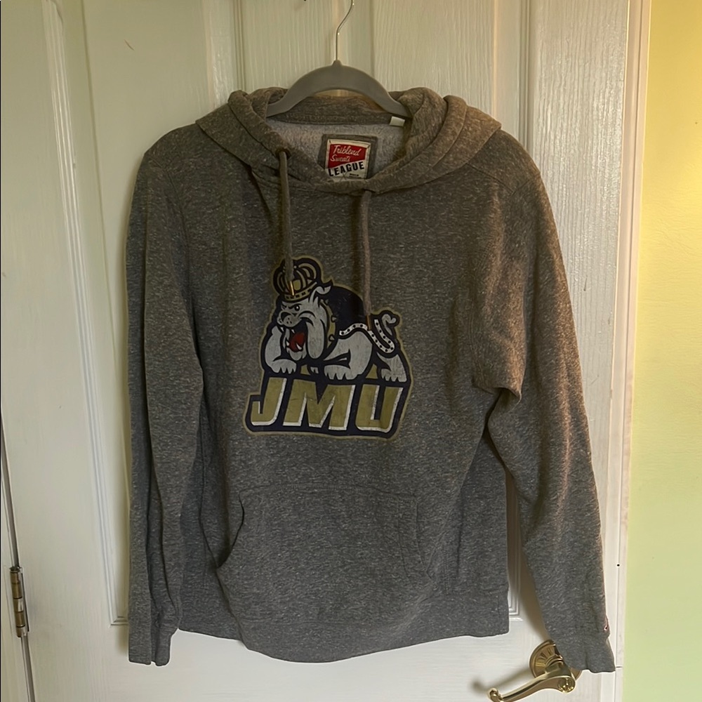 Gray JMU Hoodie with Bulldog Logo